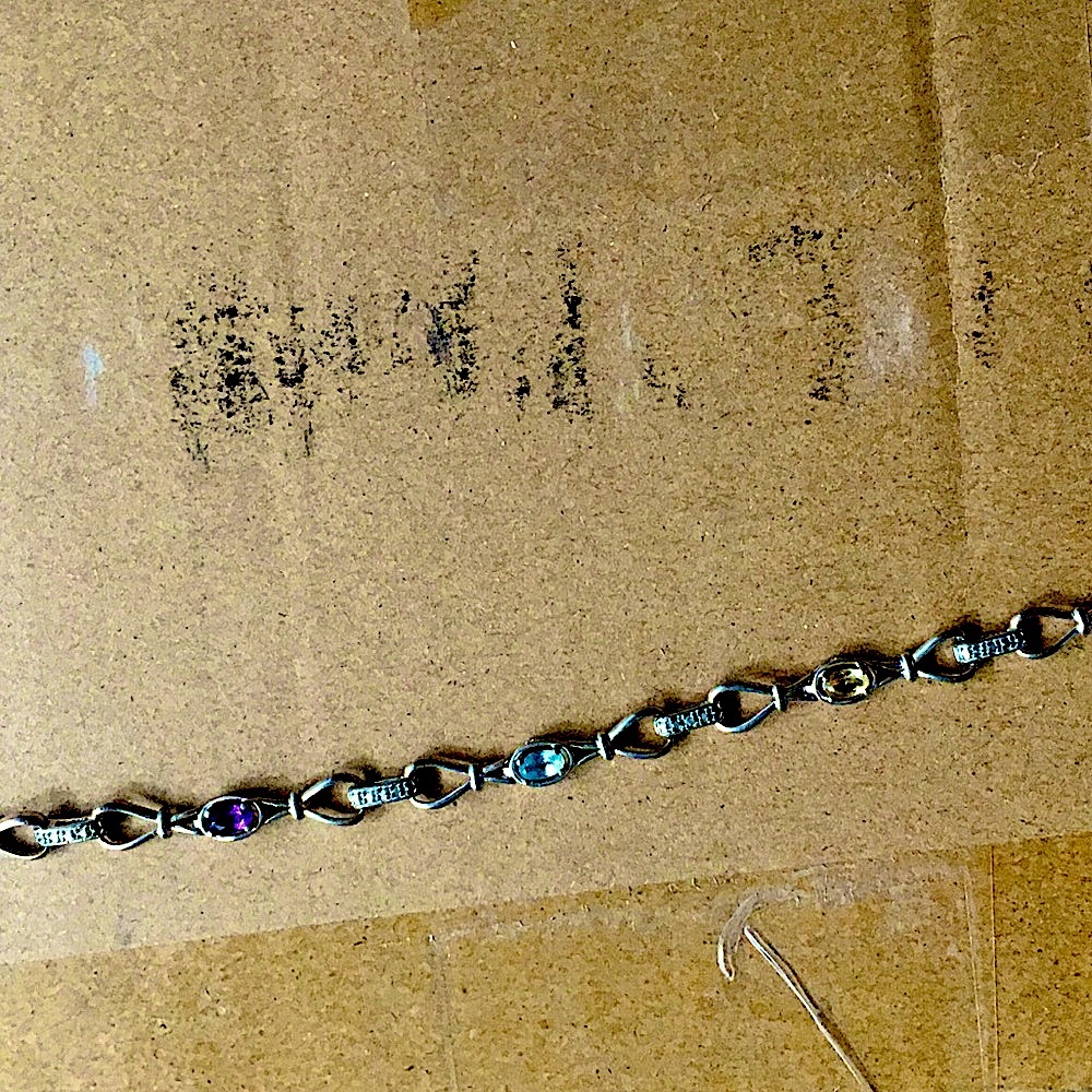 Sterling silver bracelet with semi-precious stones